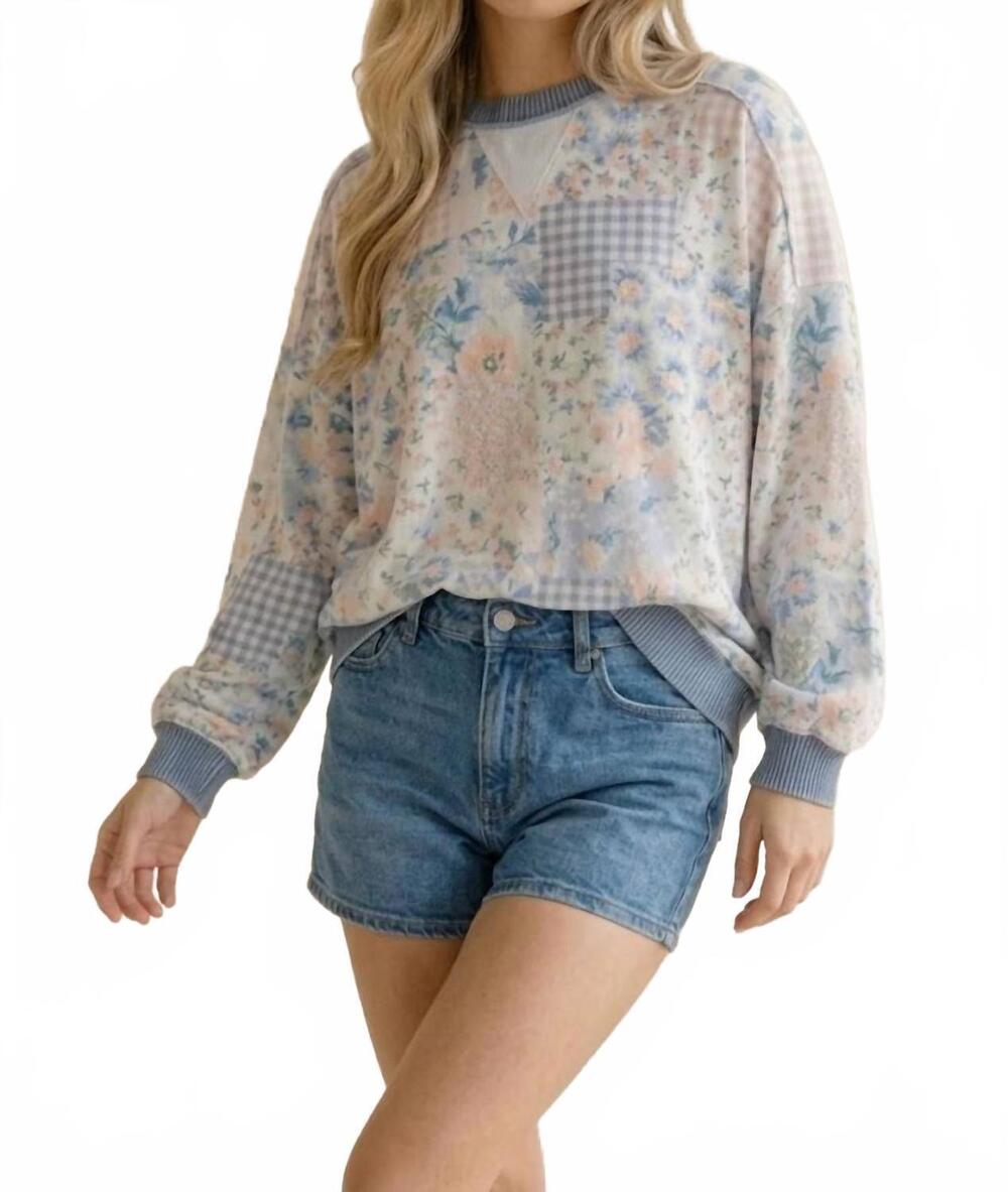 NEW HAPTICS floral lightweight sweatshirt in blue